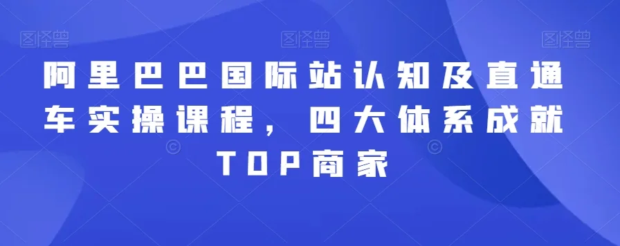 阿里巴巴国际站认知及直通车实操课程，四大体系成就TOP商家网赚课程-副业赚钱-互联网创业-手机赚钱-挂机躺赚-语画网创-精品课程-知识付费-源码分享-免费资源语画网创