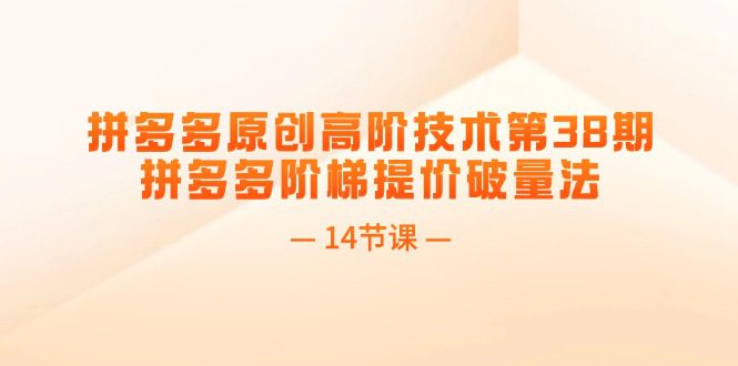 拼多多原创高阶技术第38期，拼多多阶梯提价破量法（14节课）网赚课程-副业赚钱-互联网创业-手机赚钱-挂机躺赚-语画网创-精品课程-知识付费-源码分享-免费资源语画网创