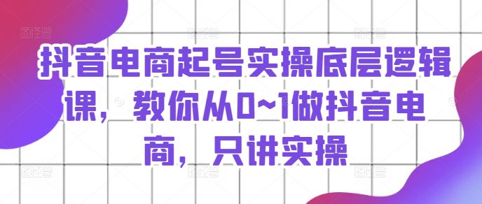 抖音电商起号实操底层逻辑课，教你从0~1做抖音电商，只讲实操网赚课程-副业赚钱-互联网创业-手机赚钱-挂机躺赚-语画网创-精品课程-知识付费-源码分享-免费资源语画网创