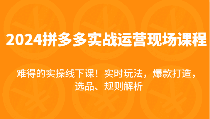 2024拼多多实战运营现场课，实时玩法，爆款打造，选品、规则解析，难得的实操线下课！网赚课程-副业赚钱-互联网创业-手机赚钱-挂机躺赚-语画网创-精品课程-知识付费-源码分享-免费资源语画网创