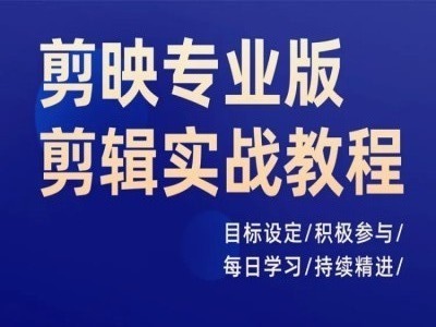 剪映专业版剪辑实战教程，目标设定/积极参与/每日学习/持续精进网赚课程-副业赚钱-互联网创业-手机赚钱-挂机躺赚-语画网创-精品课程-知识付费-源码分享-免费资源语画网创