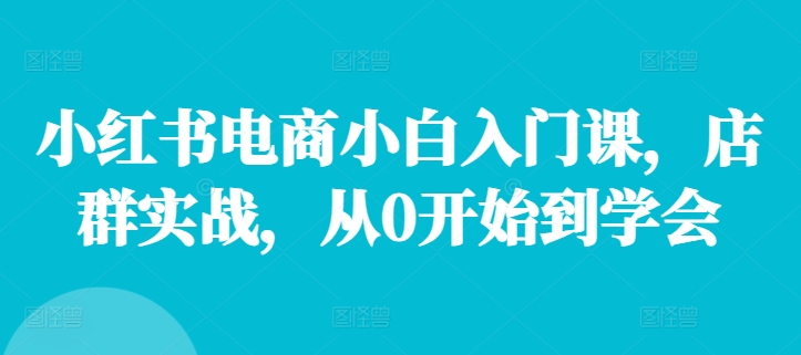 小红书电商小白入门课，店群实战，从0开始到学会网赚课程-副业赚钱-互联网创业-手机赚钱-挂机躺赚-语画网创-精品课程-知识付费-源码分享-免费资源语画网创