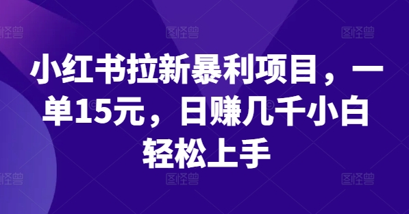 小红书拉新暴利项目，一单15元，日赚几千小白轻松上手网赚课程-副业赚钱-互联网创业-手机赚钱-挂机躺赚-语画网创-精品课程-知识付费-源码分享-免费资源语画网创