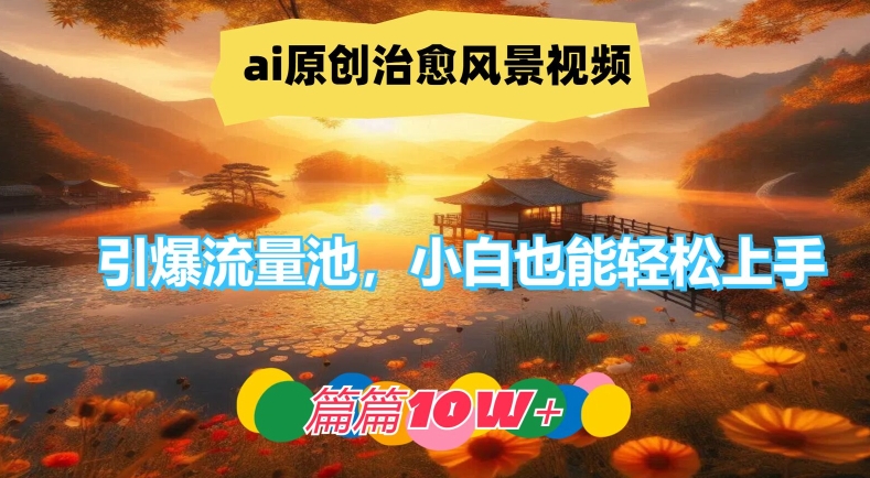 ai原创治愈风景视频，引爆流量池，小白也能轻松上手，篇篇10w+网赚课程-副业赚钱-互联网创业-手机赚钱-挂机躺赚-语画网创-精品课程-知识付费-源码分享-免费资源语画网创