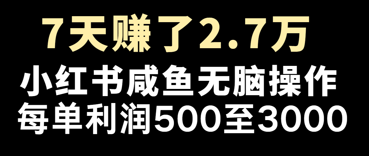 七天赚了2.7万！每单利润最少500+，轻松月入5万+小白有手就行网赚课程-副业赚钱-互联网创业-手机赚钱-挂机躺赚-语画网创-精品课程-知识付费-源码分享-免费资源语画网创