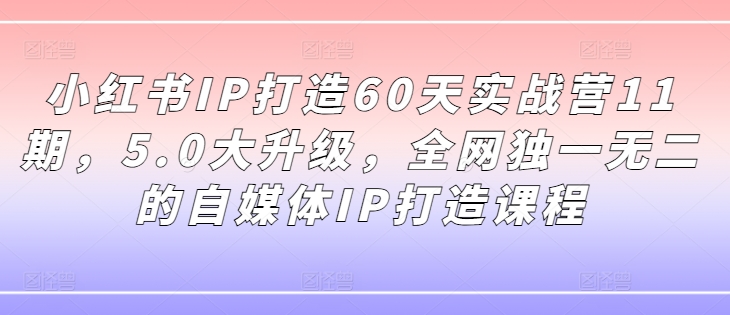 小红书IP打造60天实战营11期，5.0大升级，全网独一无二的自媒体IP打造课程网赚课程-副业赚钱-互联网创业-手机赚钱-挂机躺赚-语画网创-精品课程-知识付费-源码分享-免费资源语画网创