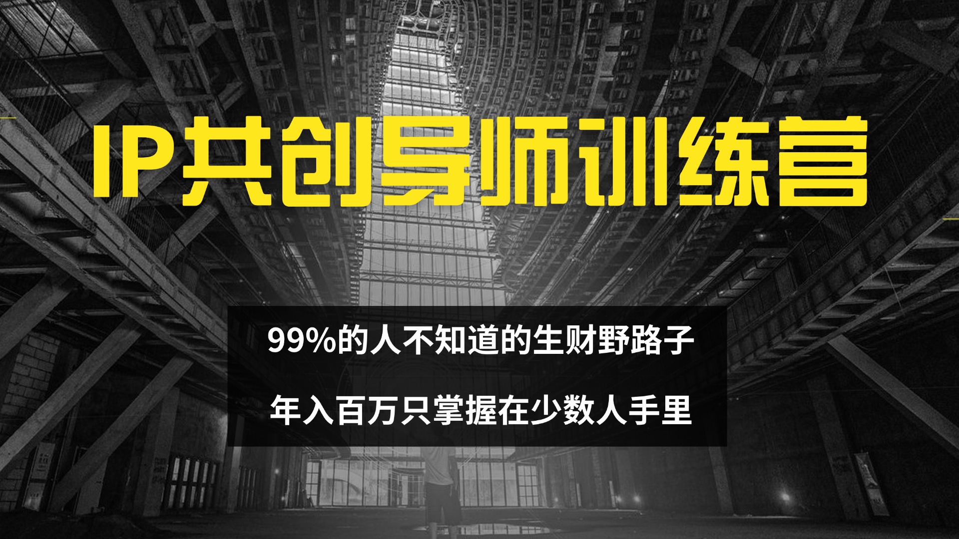 IP共创导师训练营 99%的人不知道的生财野路子 只掌握在少数人手里网赚课程-副业赚钱-互联网创业-手机赚钱-挂机躺赚-语画网创-精品课程-知识付费-源码分享-免费资源语画网创