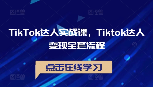 TikTok达人实战课，Tiktok达人变现全套流程网赚课程-副业赚钱-互联网创业-手机赚钱-挂机躺赚-语画网创-精品课程-知识付费-源码分享-免费资源语画网创